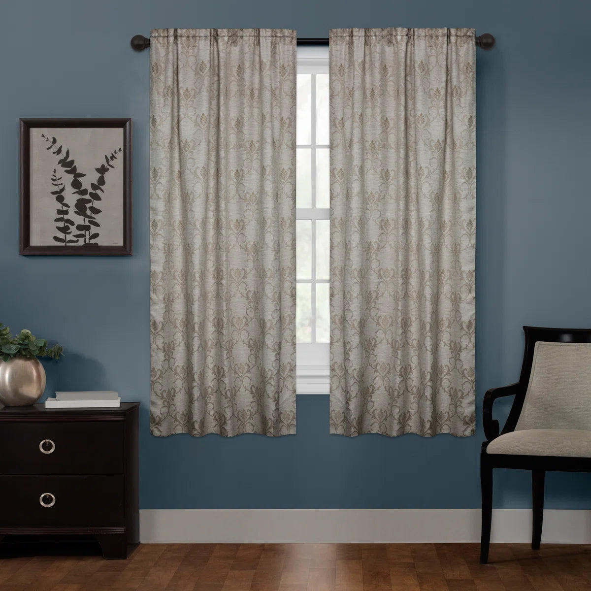 Doveton Damask Blackout Thermal Rod Pocket Single Curtain Panel