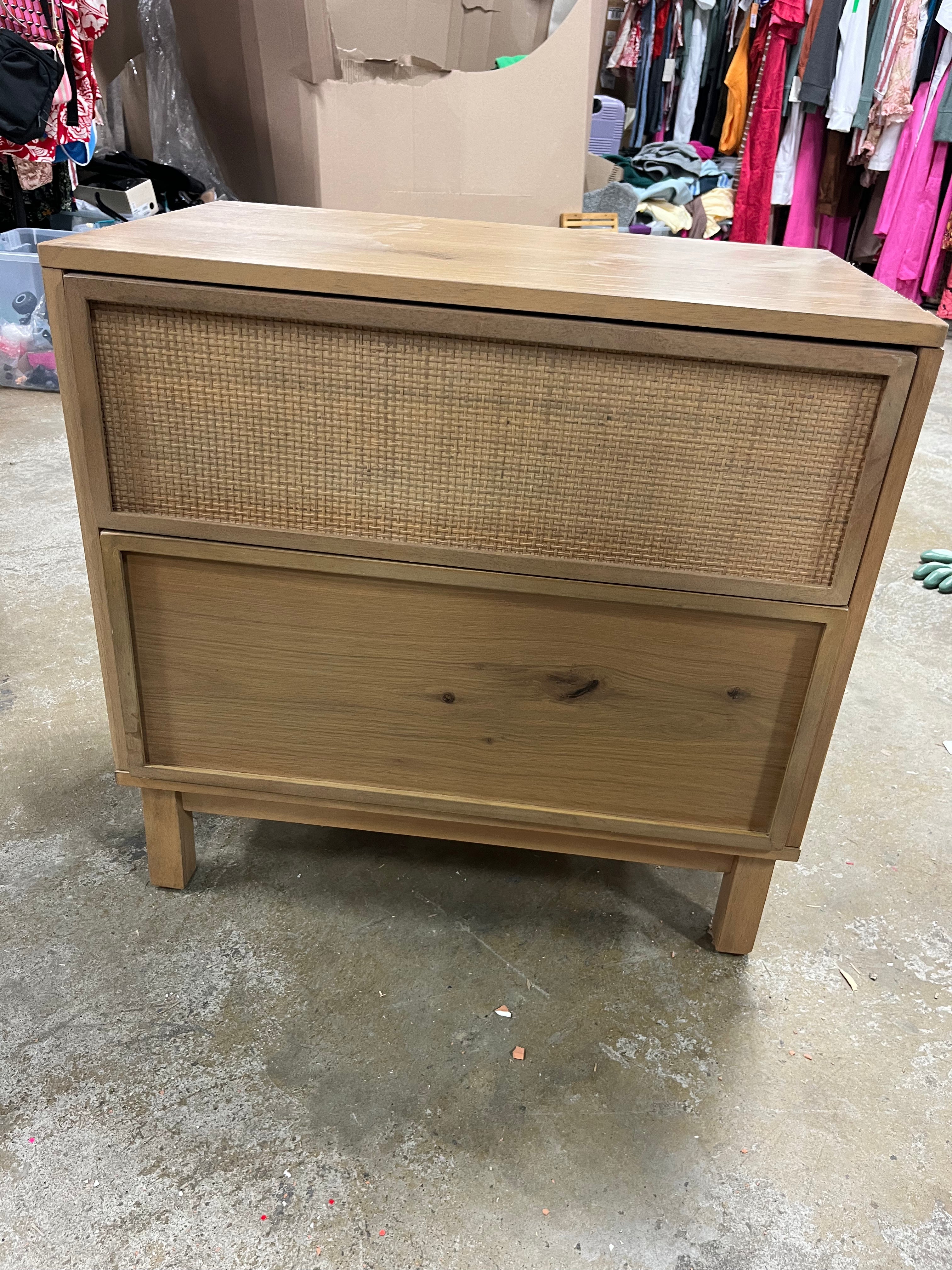 Wood & Cane Transitional Nightstand