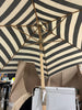 Wood Market Patio Umbrella in Soft Black and Ivory Stripe Solution Dyed Polyester