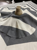 Wood Market Patio Umbrella in Soft Black and Ivory Stripe Solution Dyed Polyester