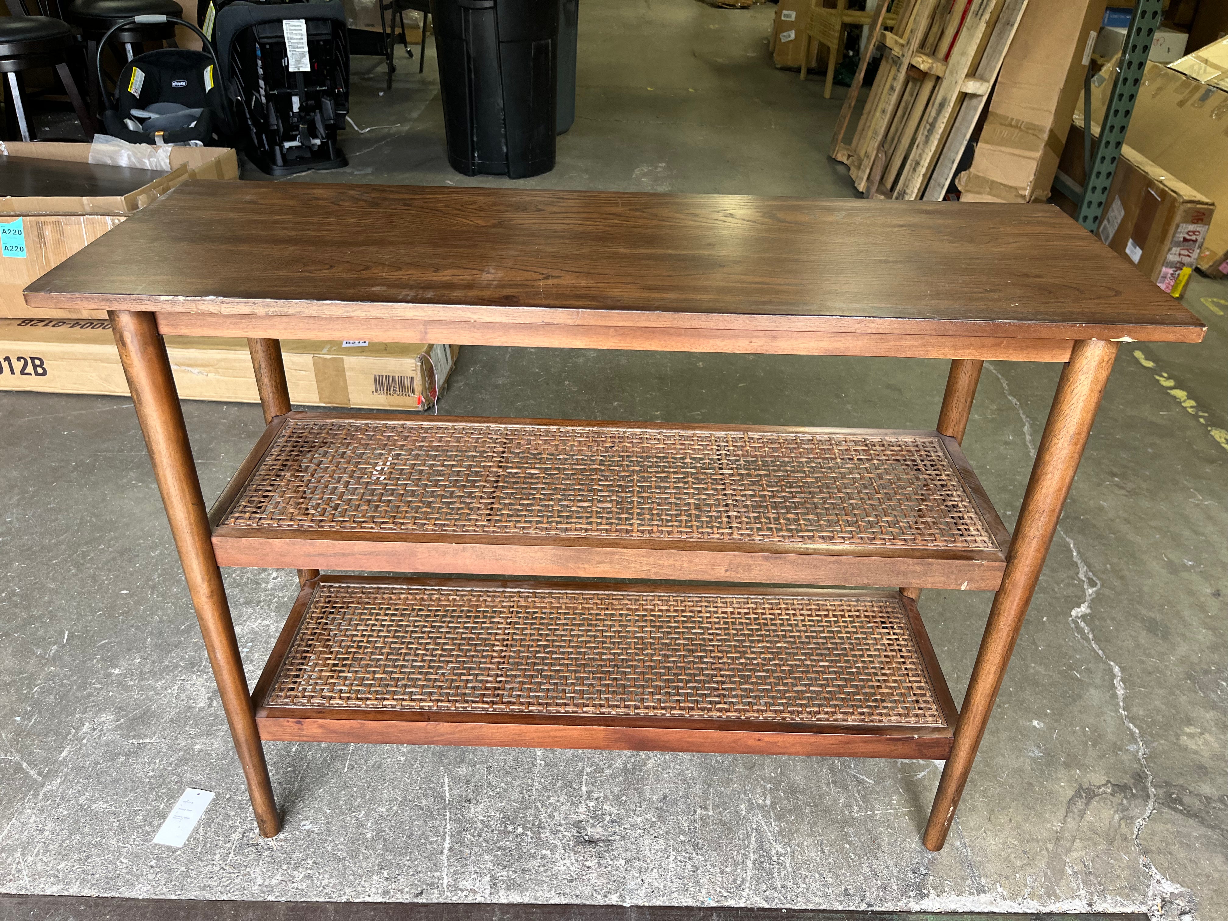 Wood & Cane Console Table