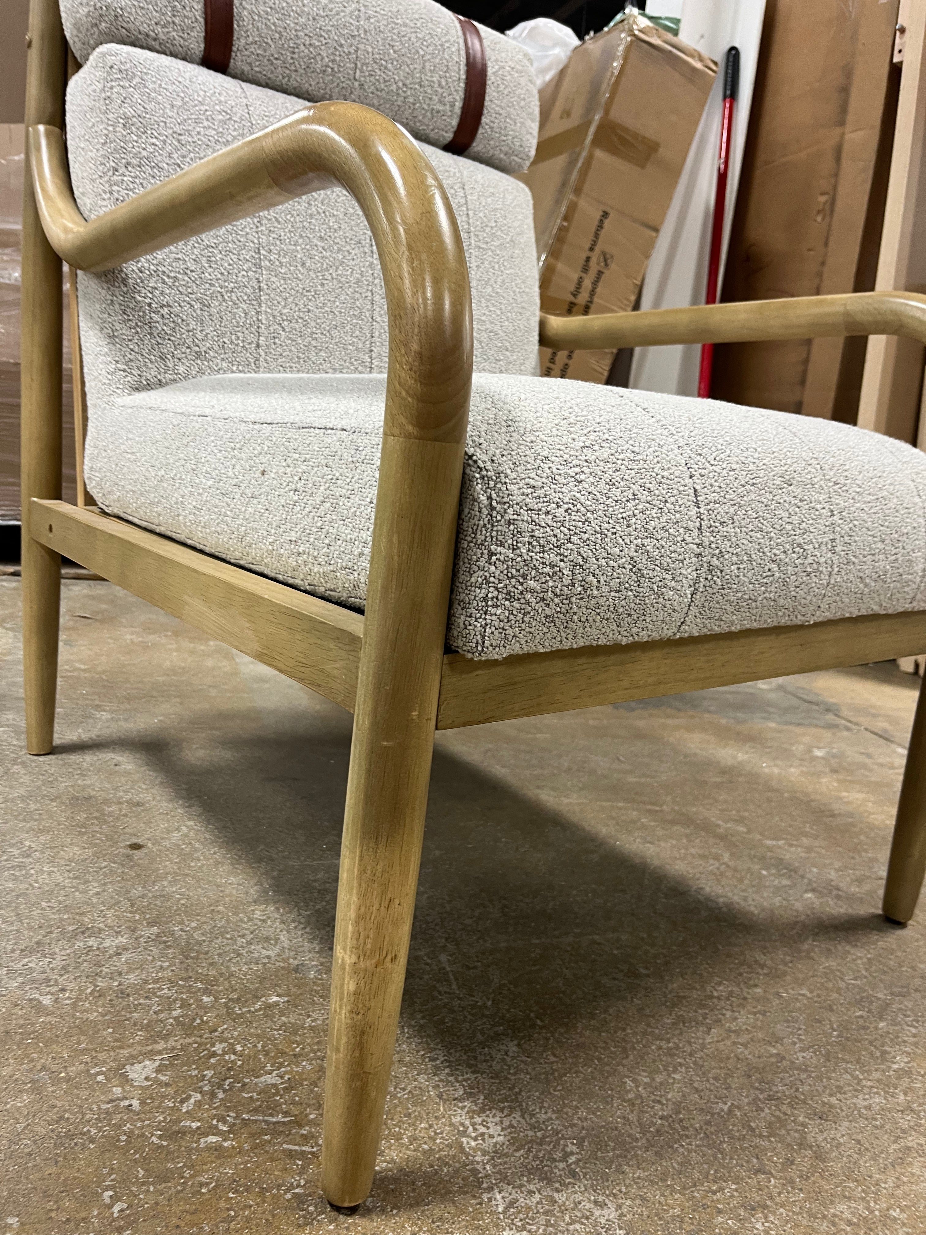 Boucle Upholstered Wood Accent Arm Chair