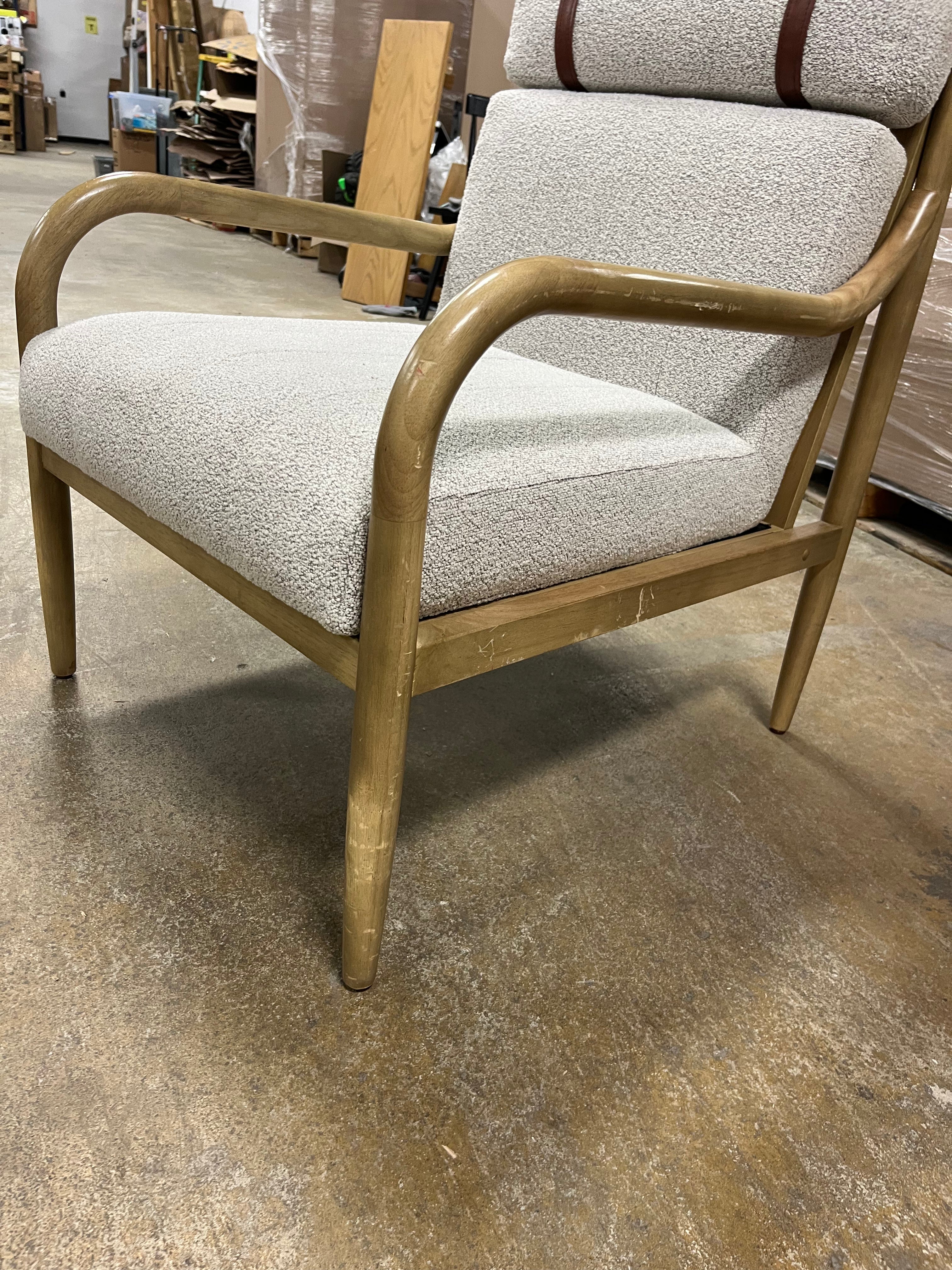 Boucle Upholstered Wood Accent Arm Chair