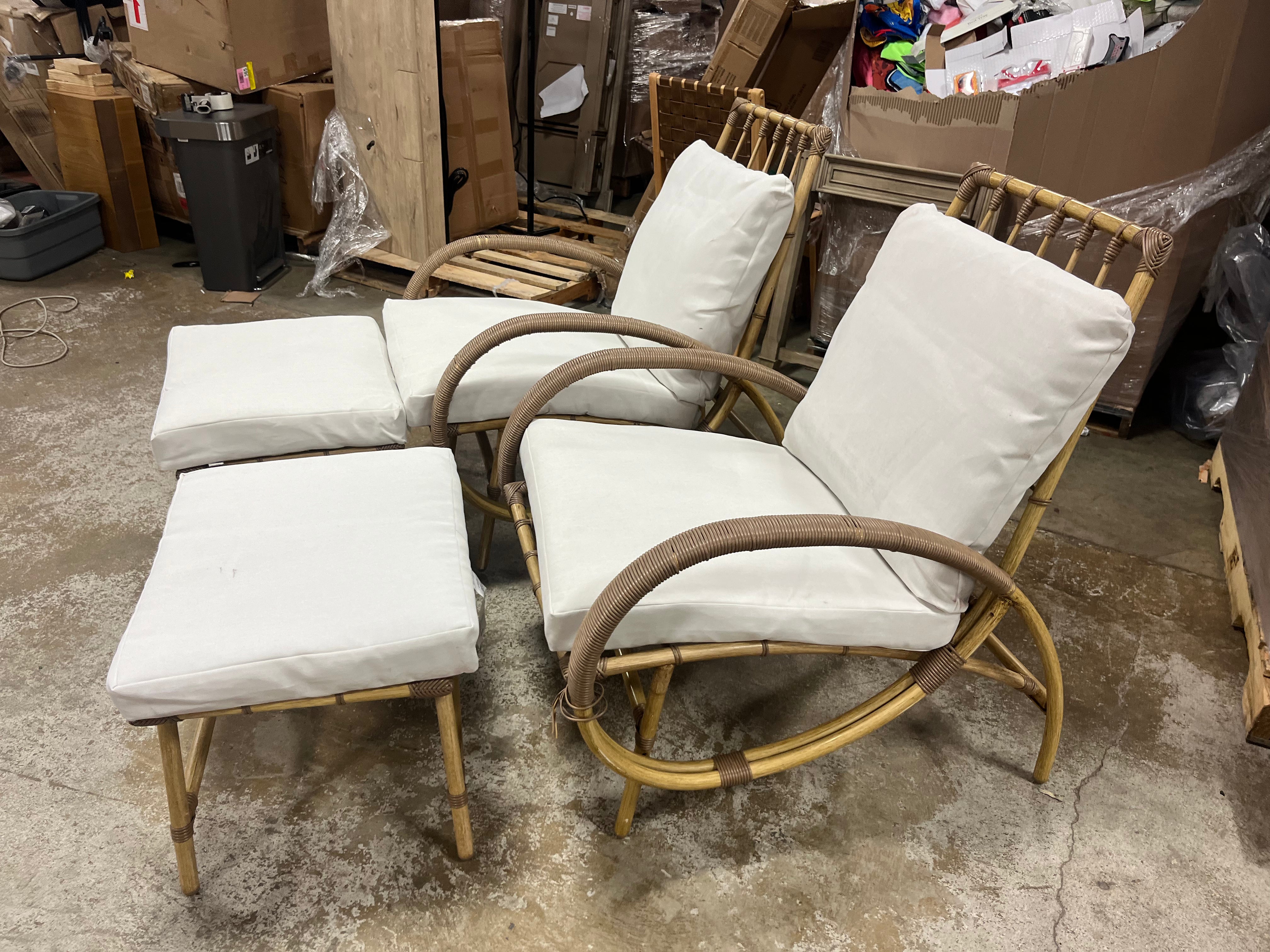 2pc Sculptured Statement Patio Conversation Set Chair & Ottoman