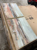 (Set of 2) Faded Landscape Framed Wall Canvases Natural: Polystyrene Frame, Blockprint Art