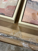 (Set of 2) Faded Landscape Framed Wall Canvases Natural: Polystyrene Frame, Blockprint Art