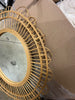 Bamboo Wood Handmade Room Wall Mirror Woven Entryway Mirror with Beaded Accents, Wall Mounted Mirror, Brown