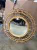 Bamboo Wood Handmade Room Wall Mirror Woven Entryway Mirror with Beaded Accents, Wall Mounted Mirror, Brown