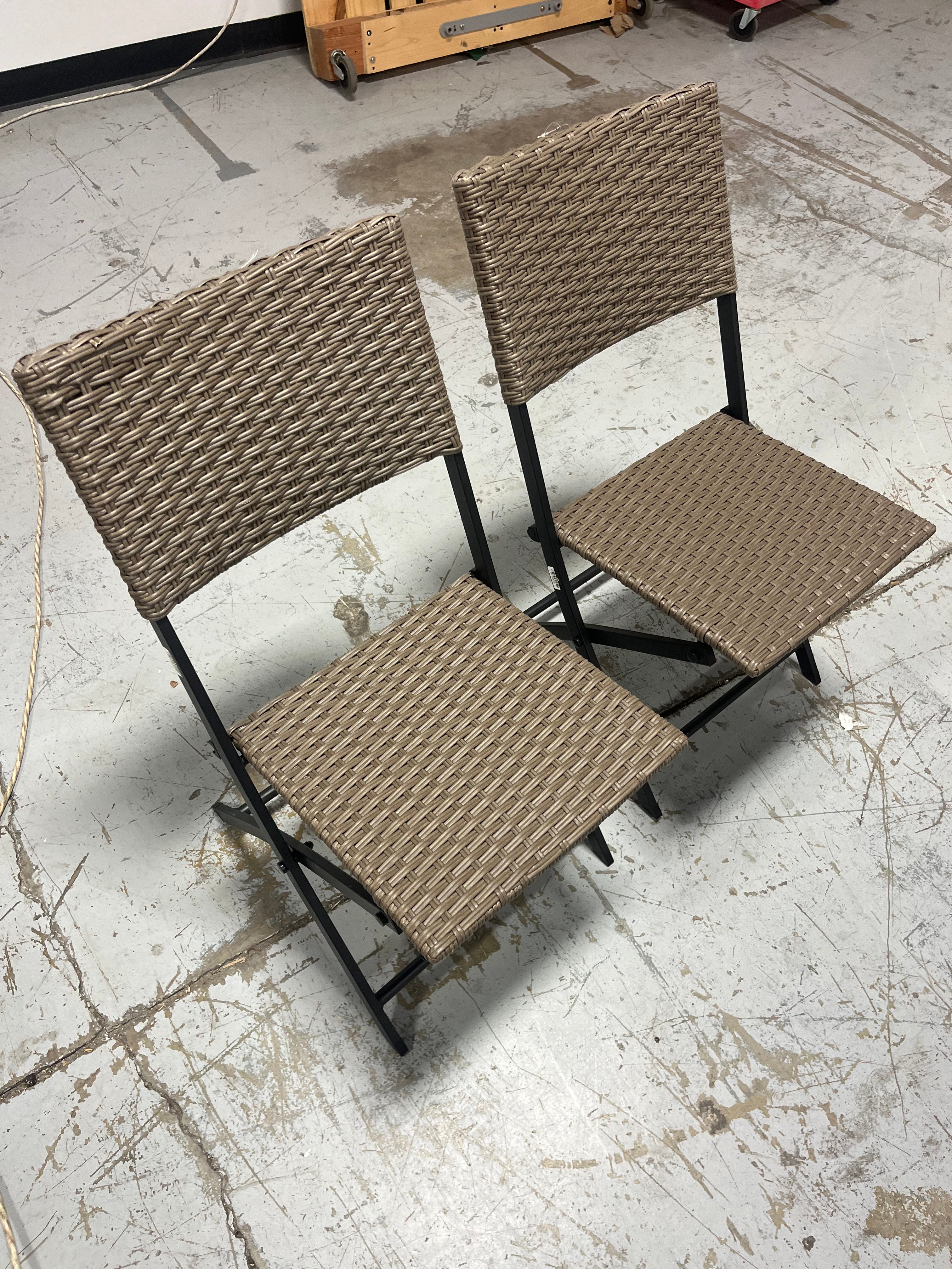 Wicker Outdoor Portable Folding Chair Light Brown - Set of 2