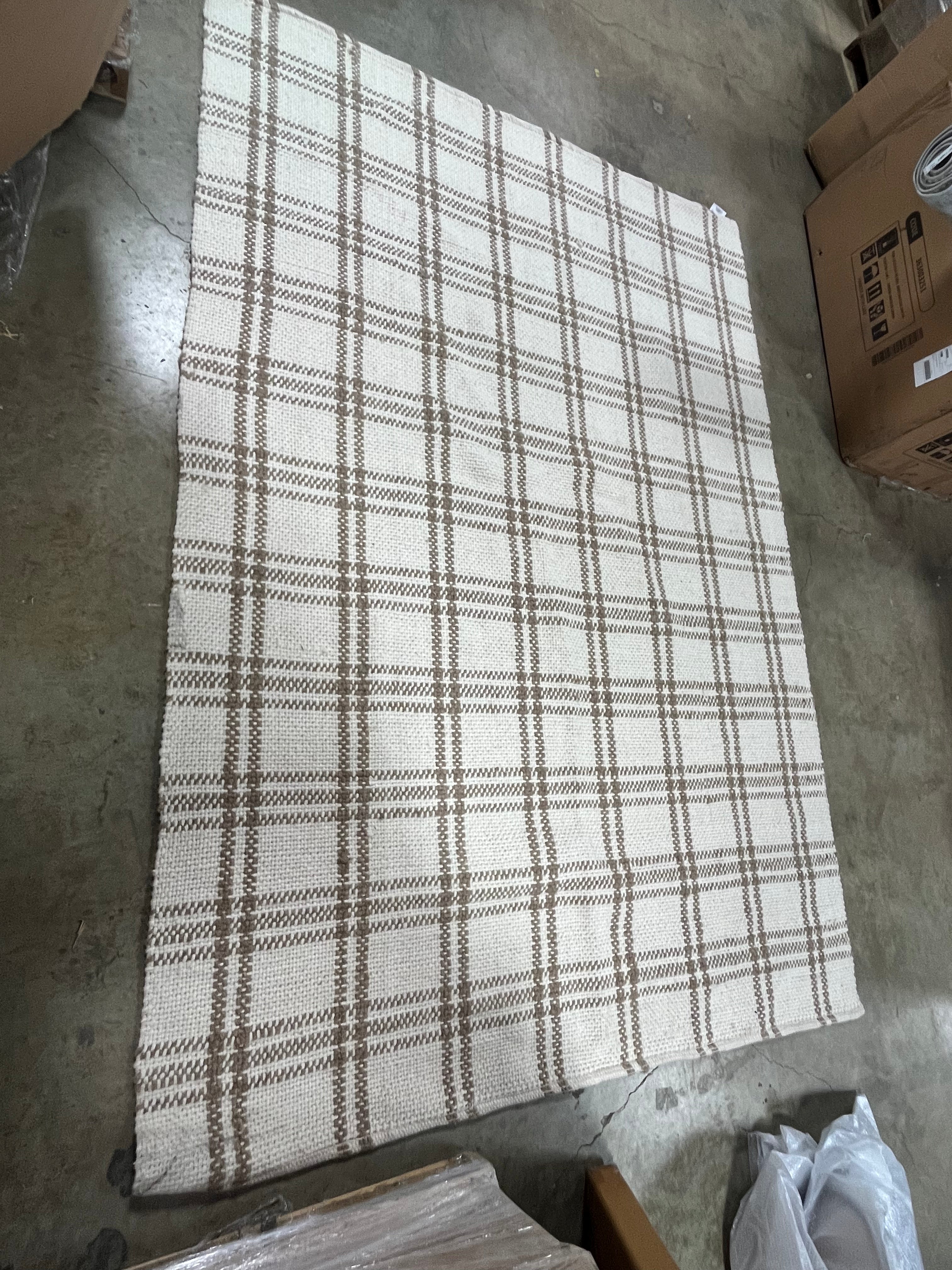 Cottonwood Handwoven Plaid Wool/Cotton Area Rug 7'x10'