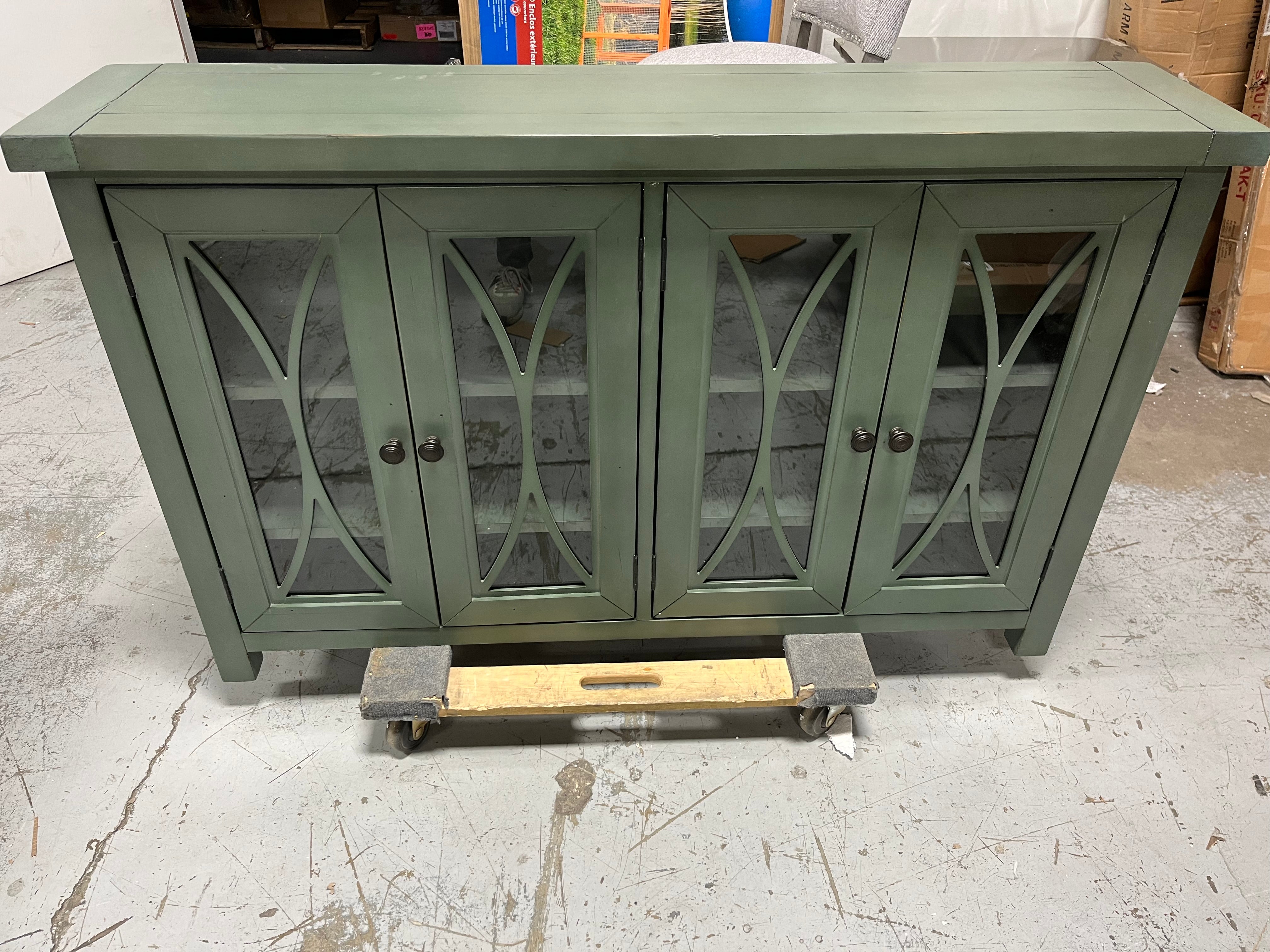 Bayside Wood 4-Door Console Cabinet, Robin Egg Blue