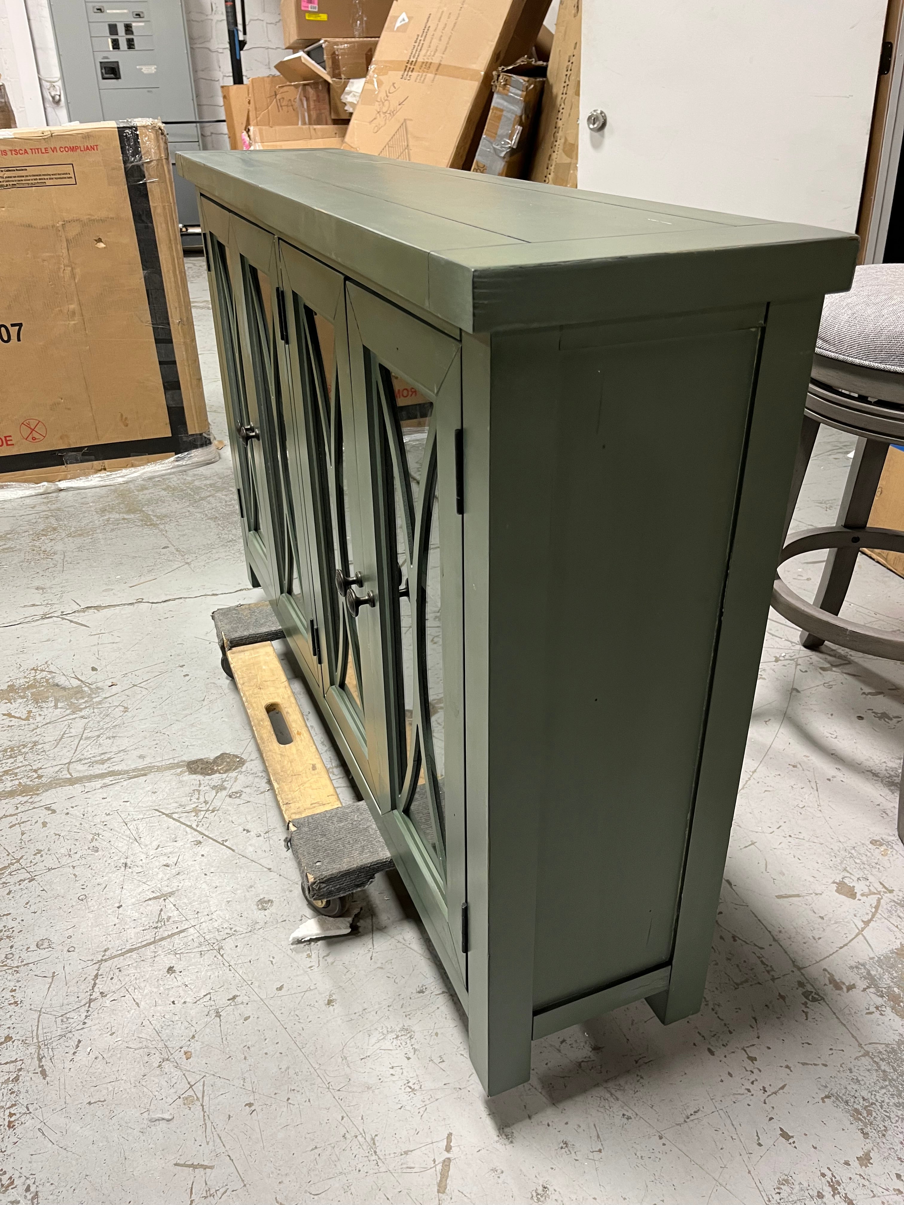Bayside Wood 4-Door Console Cabinet, Robin Egg Blue
