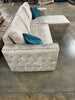 Beige Velvet Full 3 Seat Reversible Nailheaded Sleeper Sectional Sofa Bed with Storage