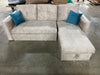 Beige Velvet Full 3 Seat Reversible Nailheaded Sleeper Sectional Sofa Bed with Storage