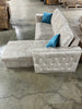 Beige Velvet Full 3 Seat Reversible Nailheaded Sleeper Sectional Sofa Bed with Storage