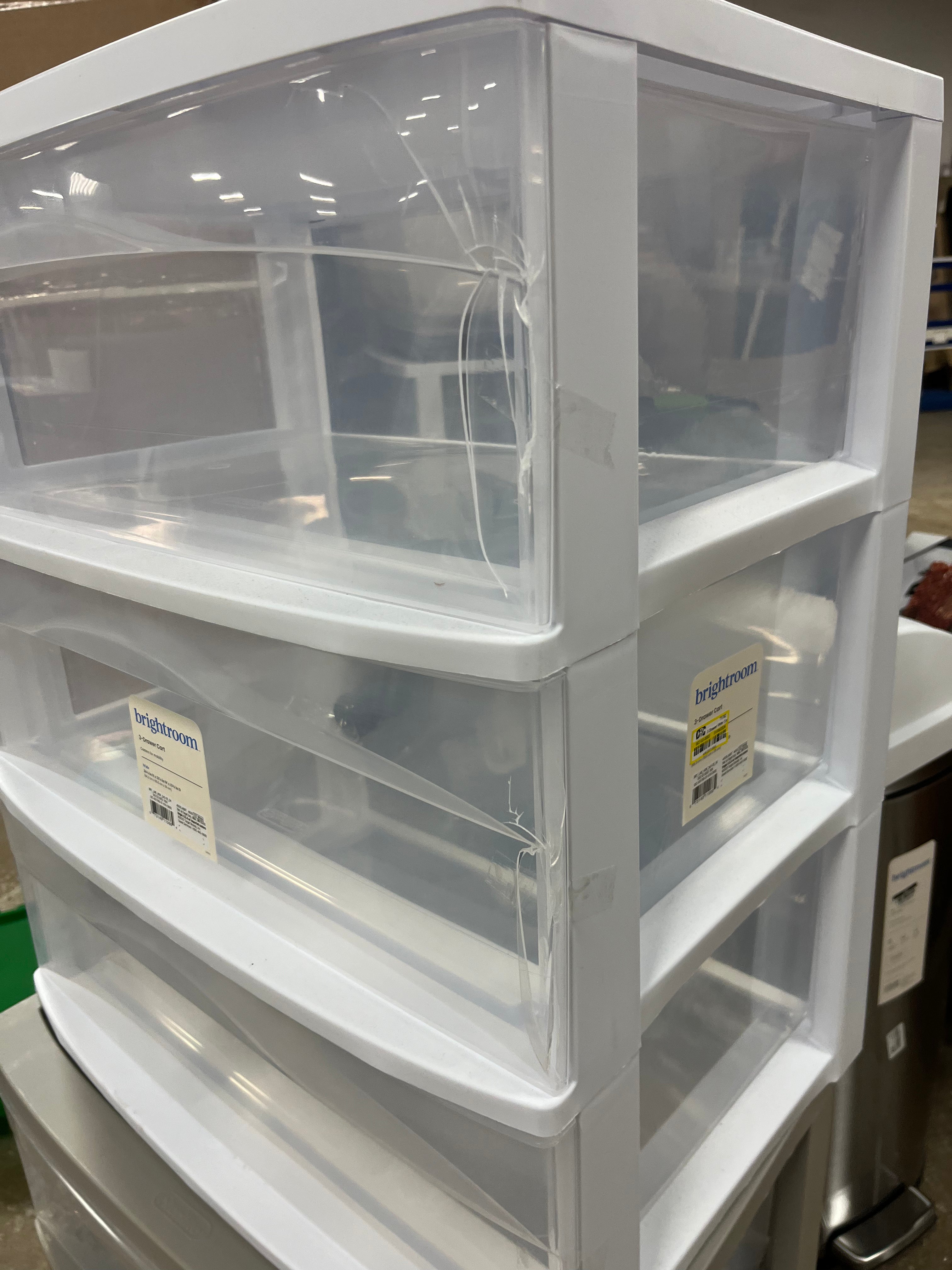 3 Drawer Wide Cart White