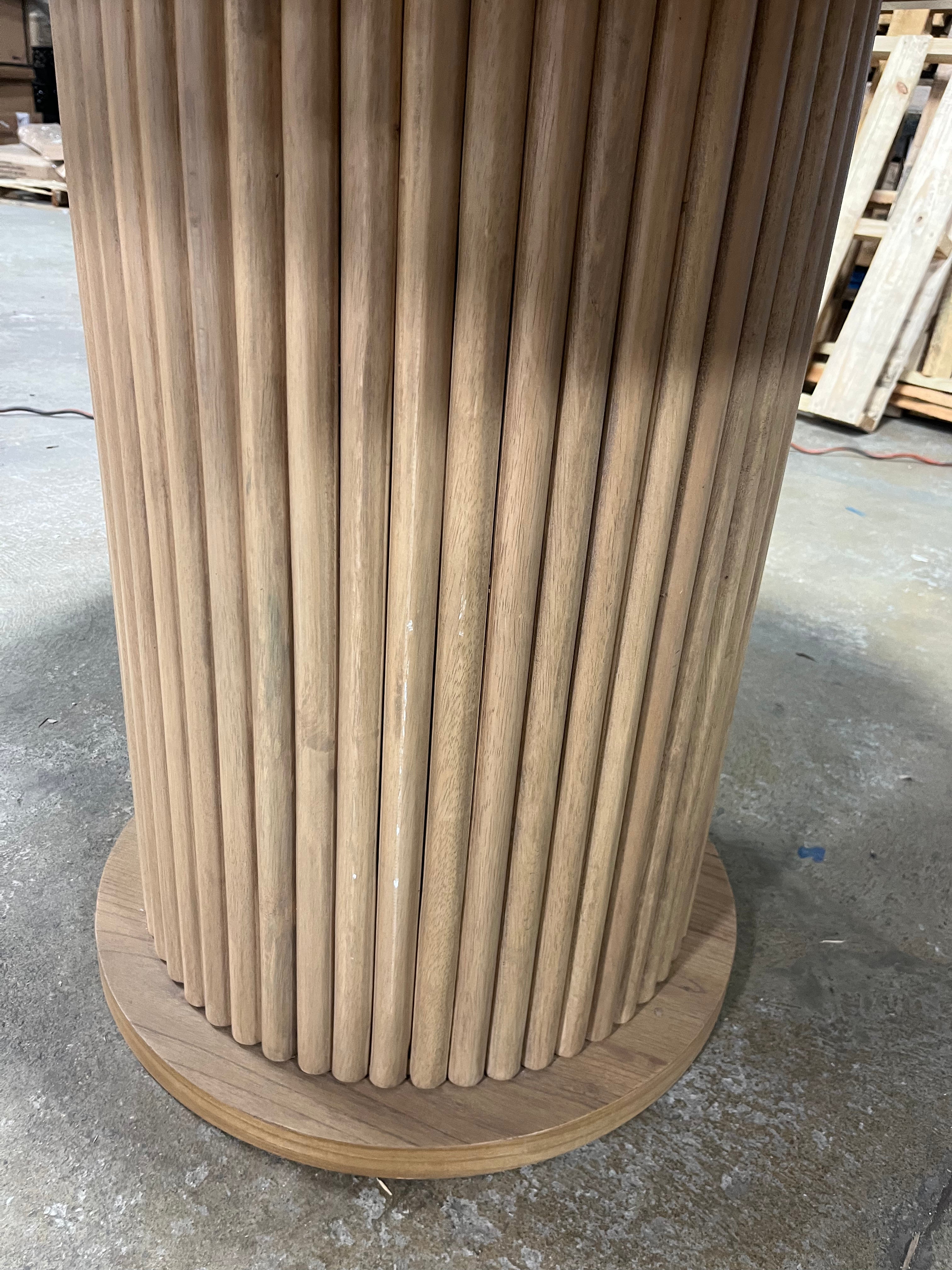 Trumbull Round Pedestal Dining Table with Fluted Base Salvage & Co Indy