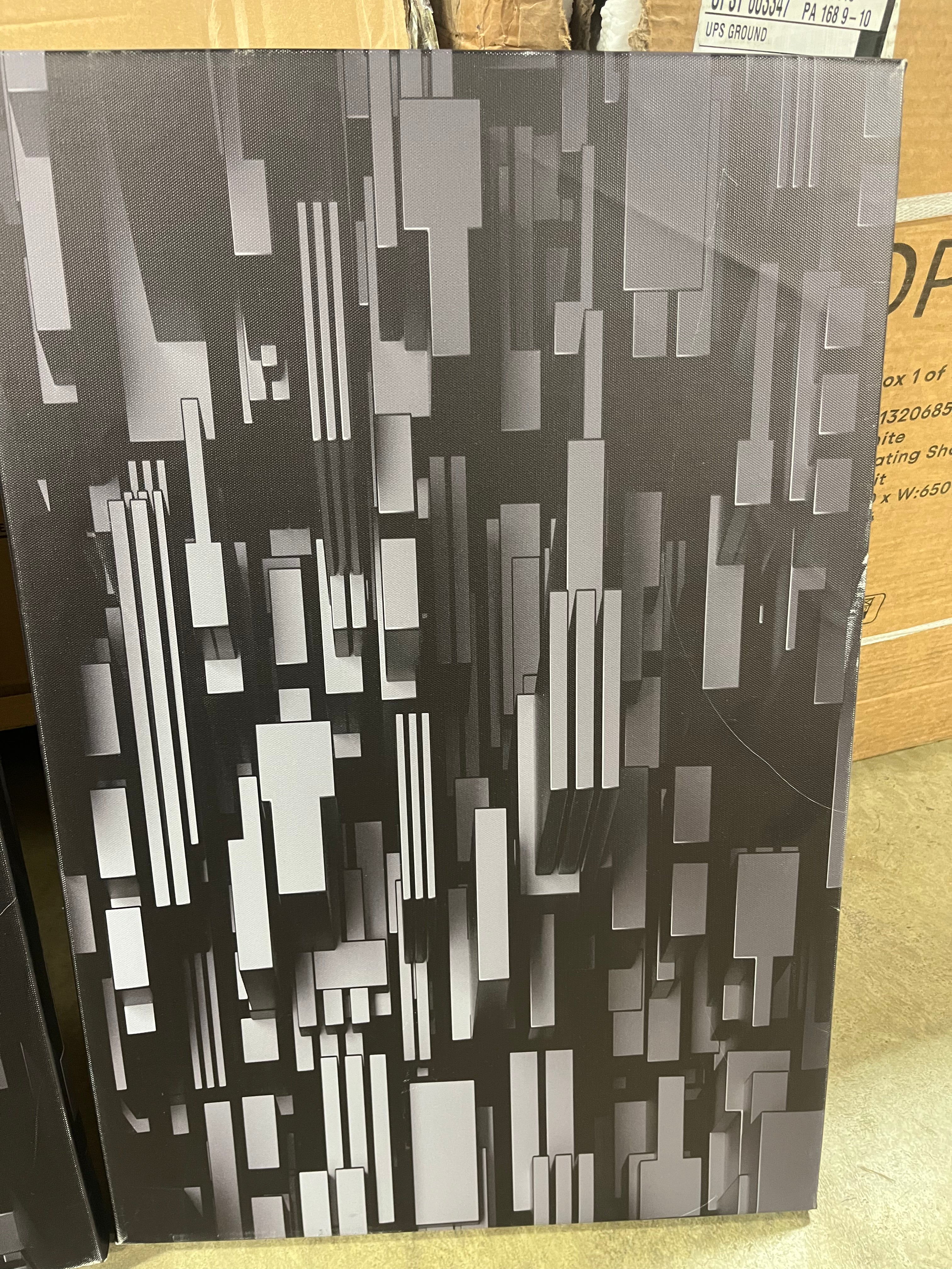 Black 3D Geometric Background On Canvas Print