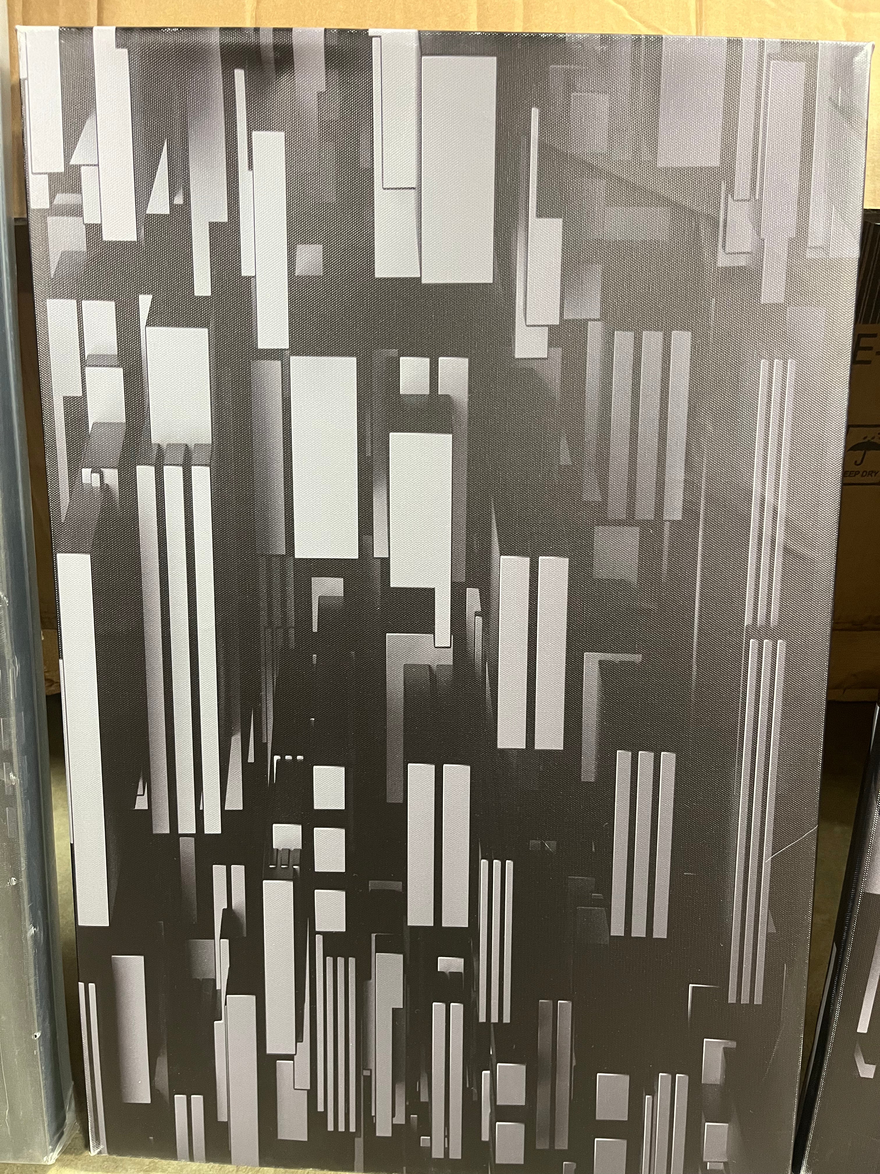Black 3D Geometric Background On Canvas Print