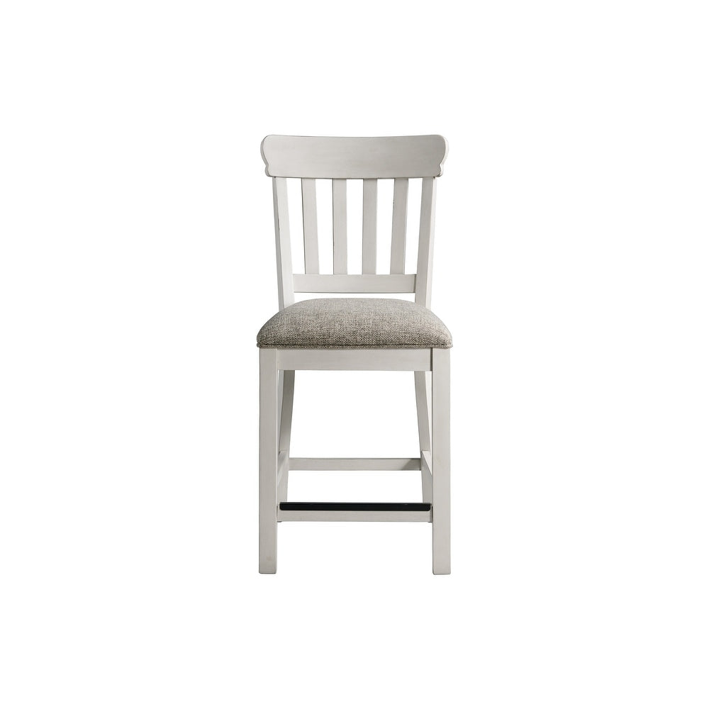 Drake Two-Toned Rustic White and Oak Slat Back Counter Height Barstool ...