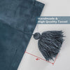 Boho Velvet Handmade Tassel Curtain Room Darkening Thermal Insulated Window Curtains - Peacock Blue