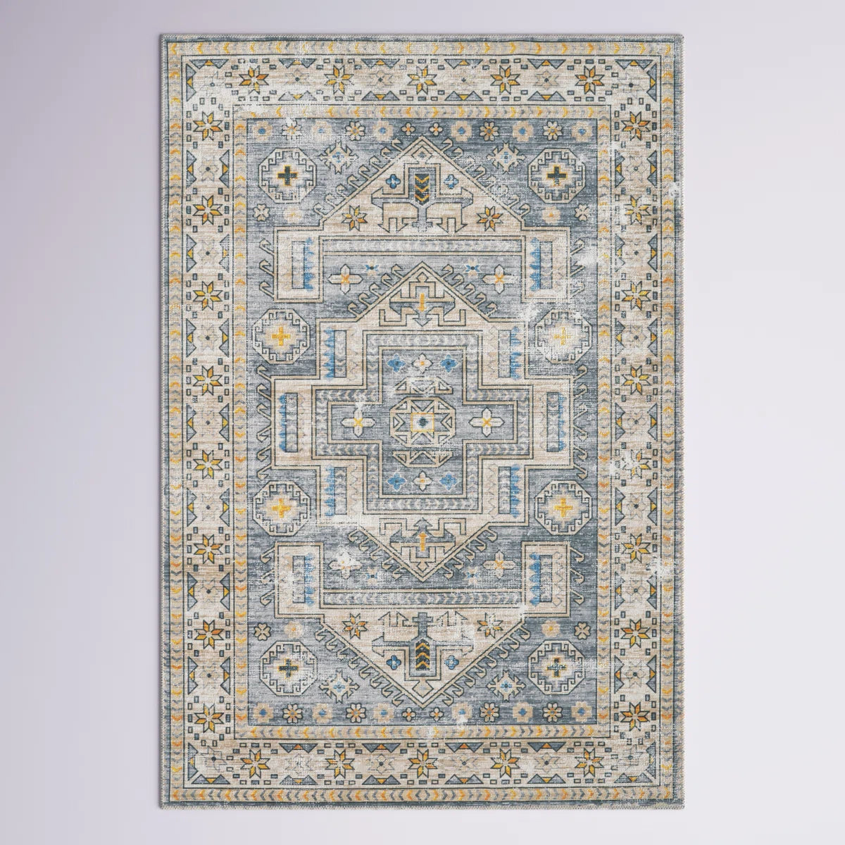 Ducote Washable Gray and Beige Machine Woven Area Rug 2'x3'