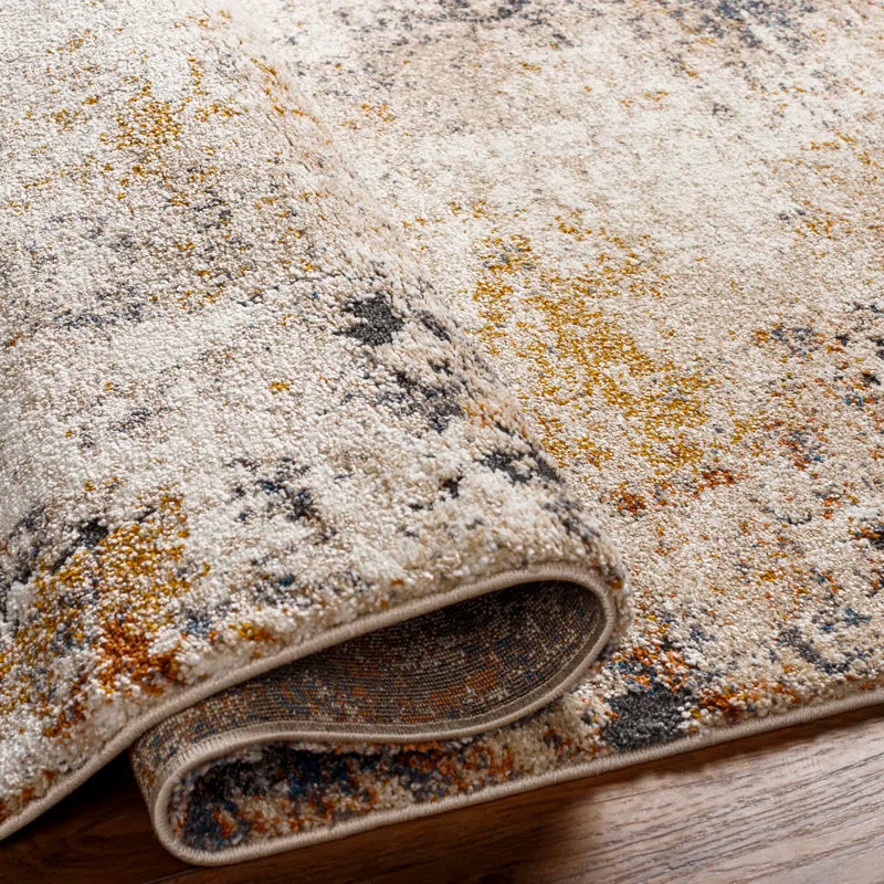 Dunigan Abstract Machine Woven Polypropylene Area Rug in Blue/Beige/Gray - 1'11 x 3'3"