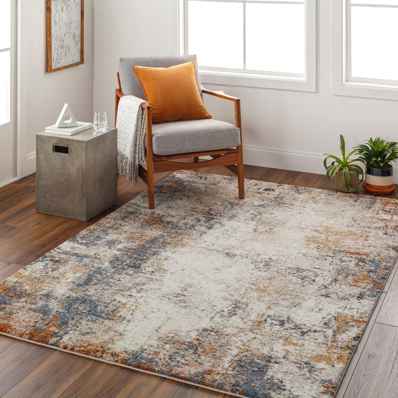 Dunigan Abstract Machine Woven Polypropylene Area Rug in Blue/Beige/Gray - 1'11 x 3'3"