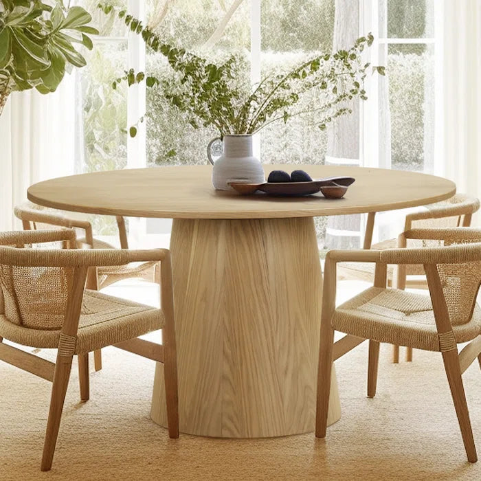 52" Solid Oak Round Pedestal Dining Table SHOWROOM ITEM