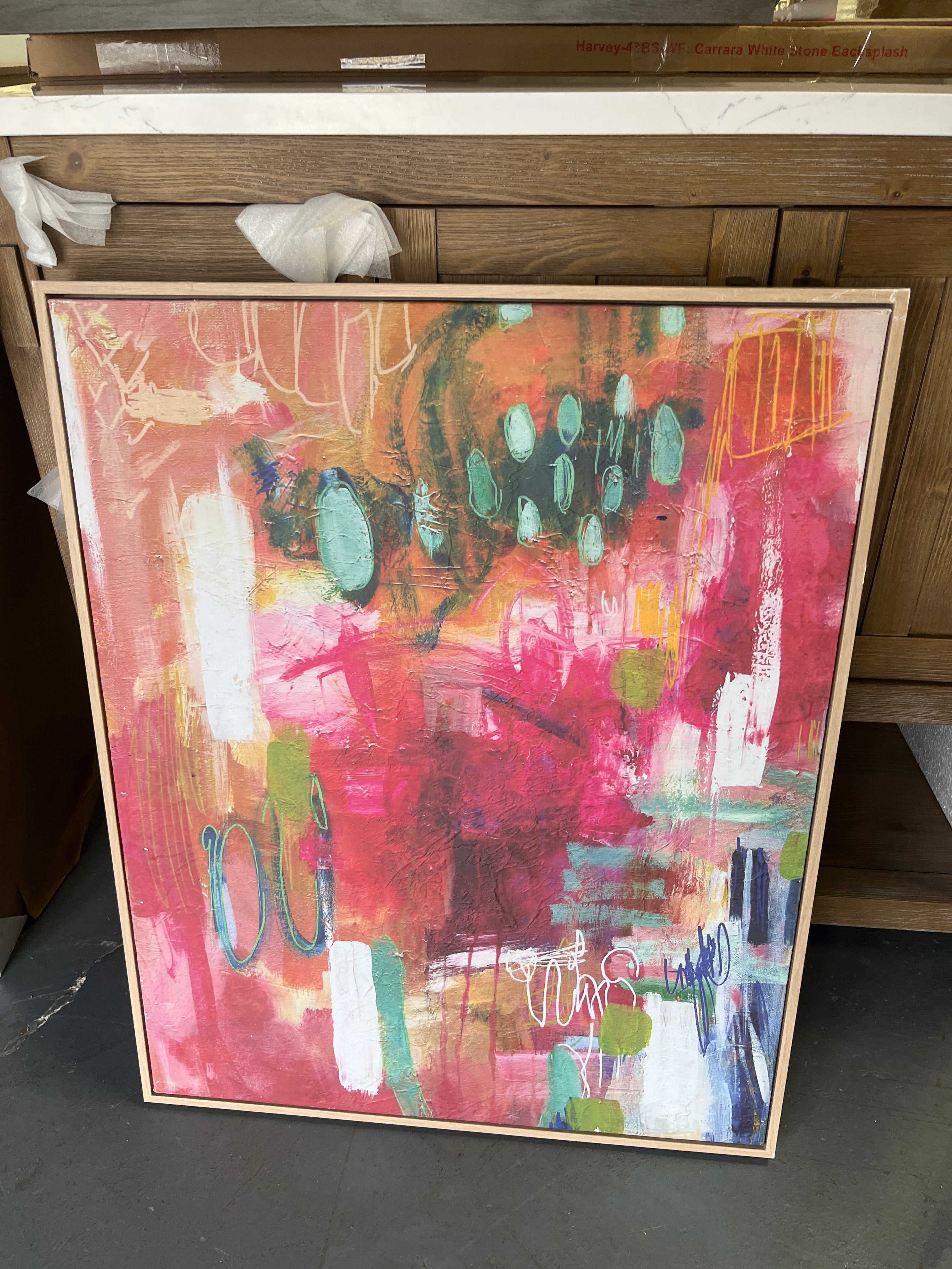 24" x 30" Colorful Collage by Amira Rahim Framed Wall Canvas - Threshold™: Modern Abstract Digital Art, Polystyrene Frame SHOWROOM ITEM