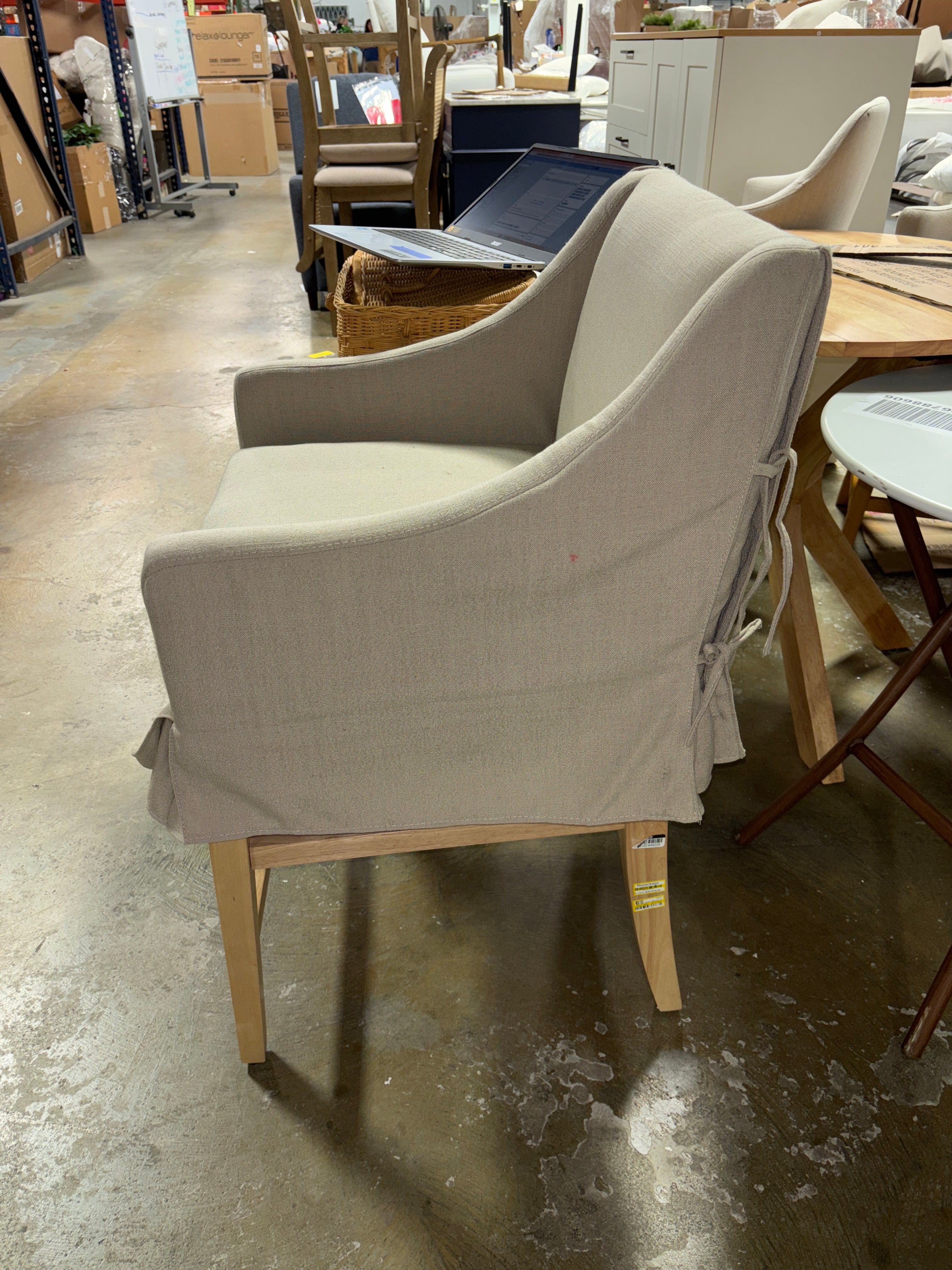 Camas Slipcover Counter Height Barstool - Khaki SHOWROOM ITEM