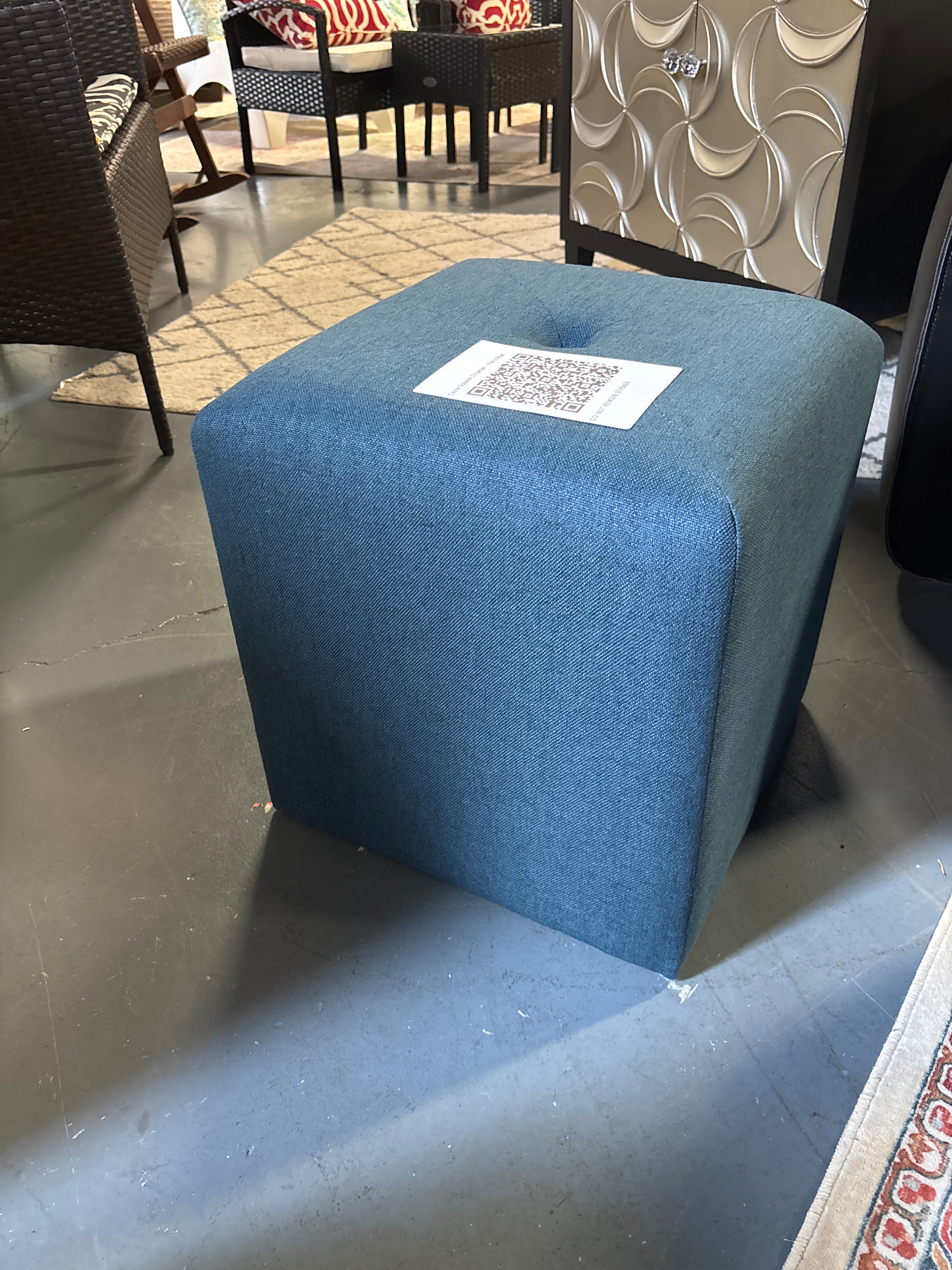 Cayla Square Ottoman - Navy Blue SHOWROOM ITEM