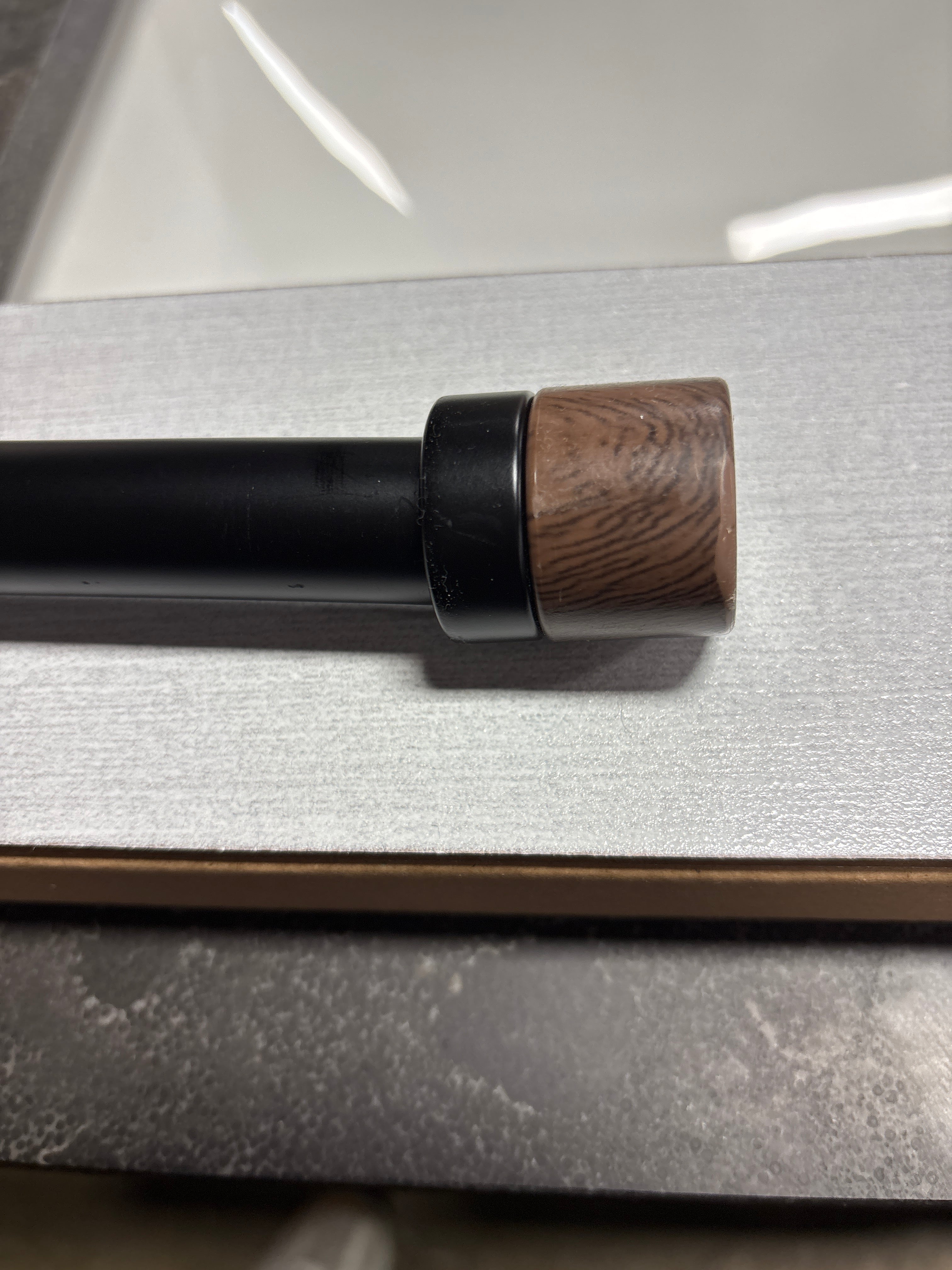 Walnut Wood Cap Curtain Rod -  Black SHOWROOM ITEM