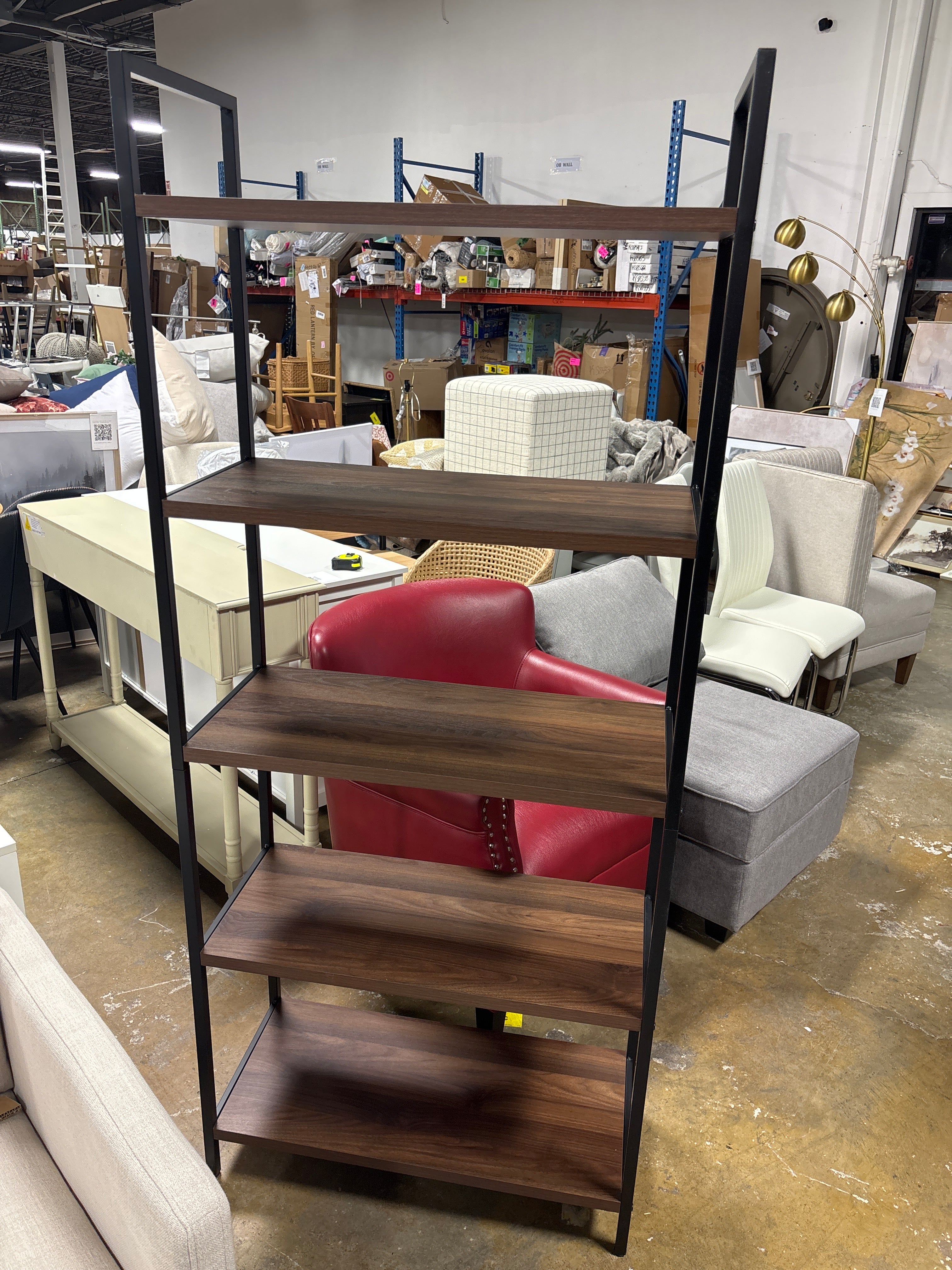 72" Loring 5 Shelf Ladder Bookshelf - Walnut SHOWROOM ITEM