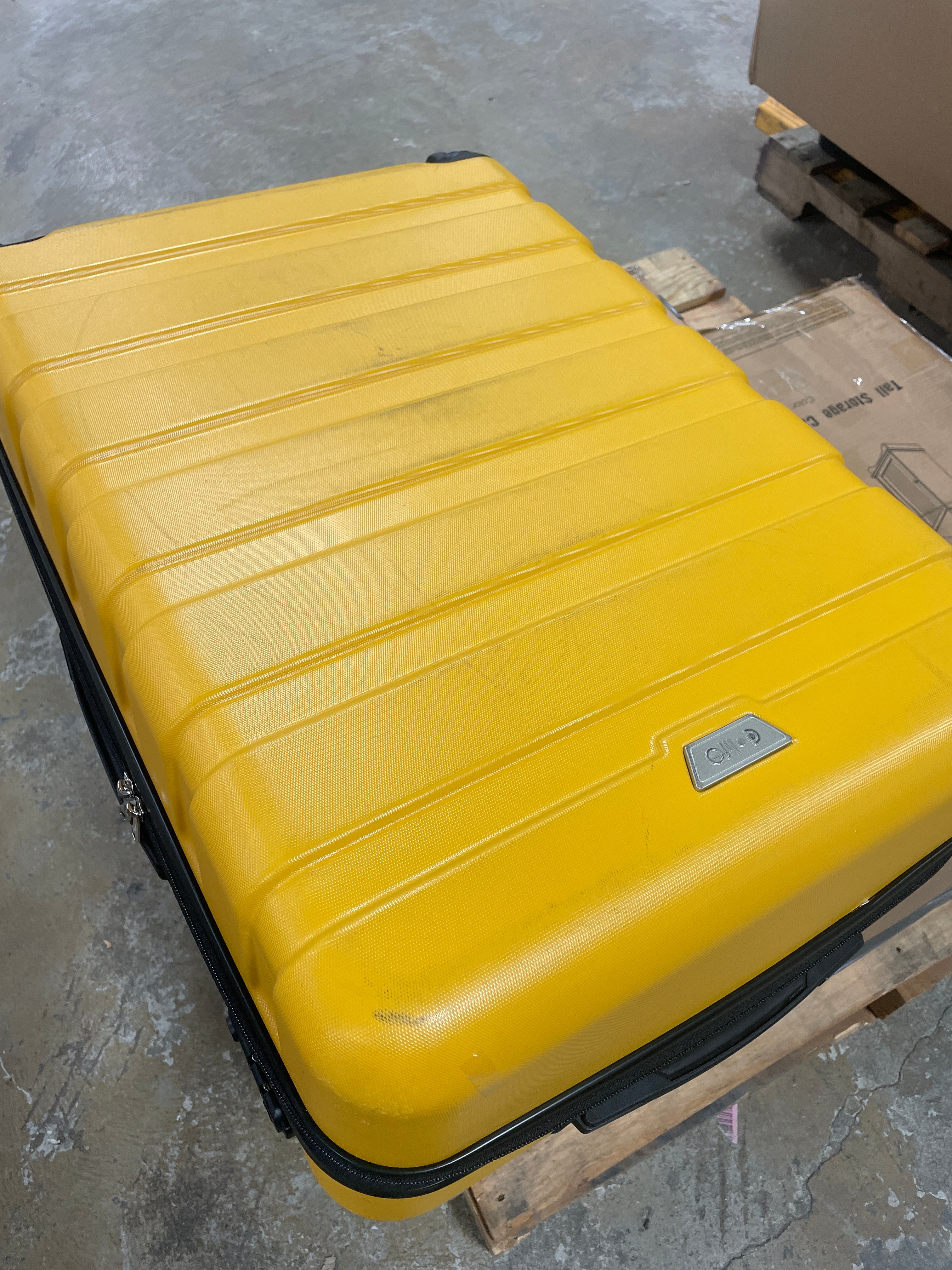 3 Piece Expandable Luggage Sets, ABS Hardside Suitcase with Spinner Wheels and TSA Lock, Yellow