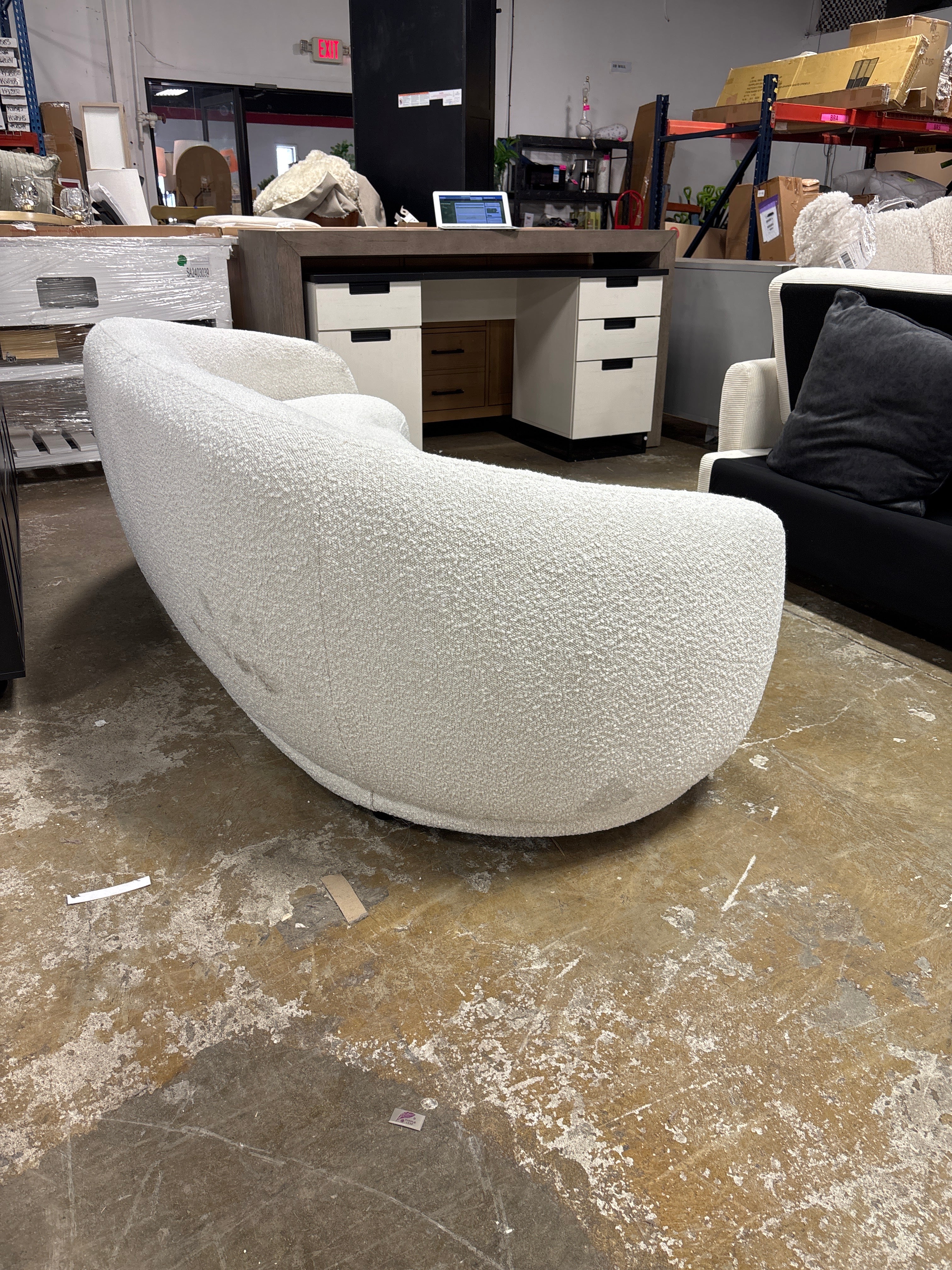 Foyzul 90" Rolled Arm Chesterfield Sofa - Cream Boucle SHOWROOM ITEM