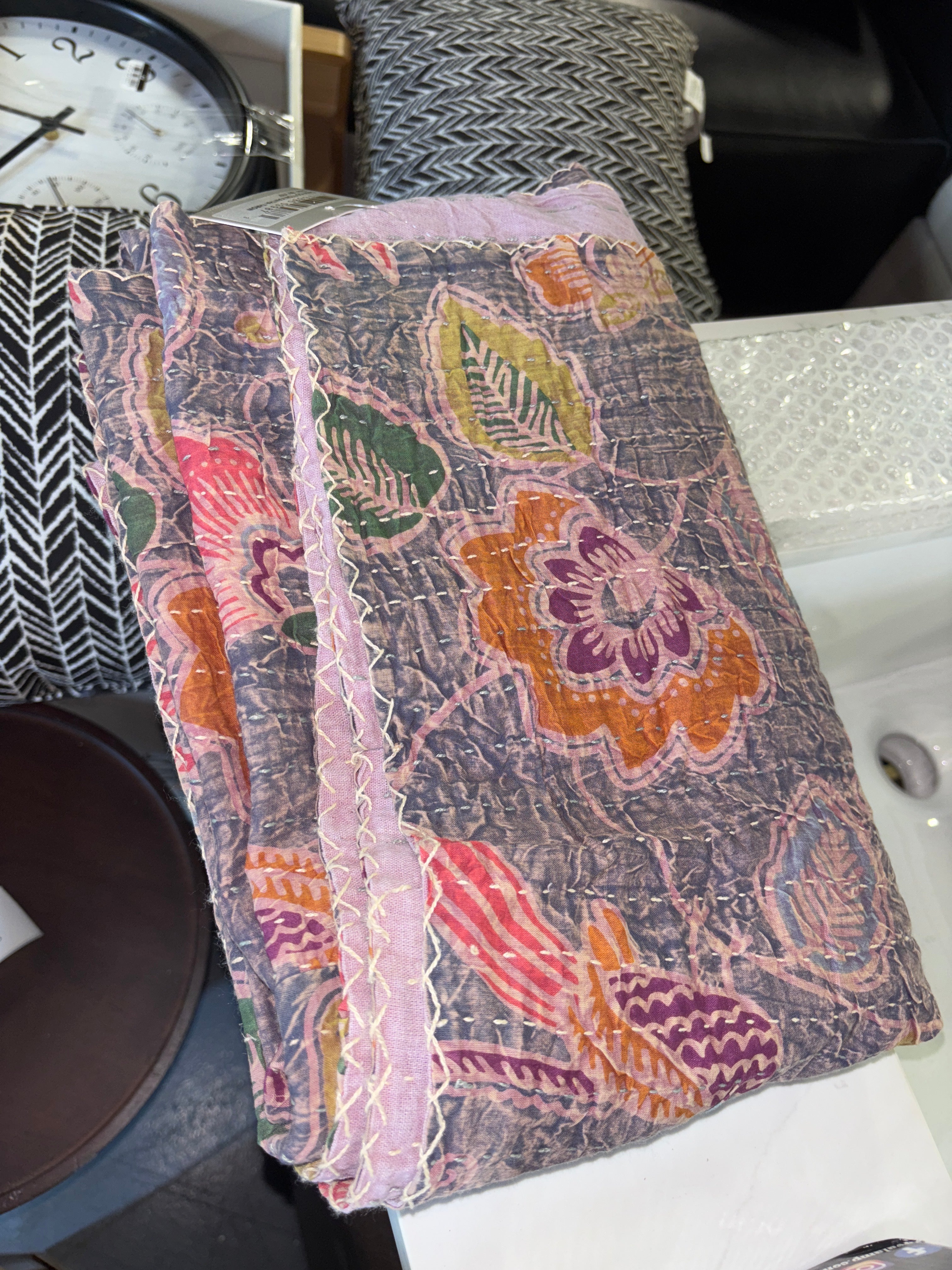Taj Hotel Kantha Cotton Throw - Multi43 SHOWROOM ITEM