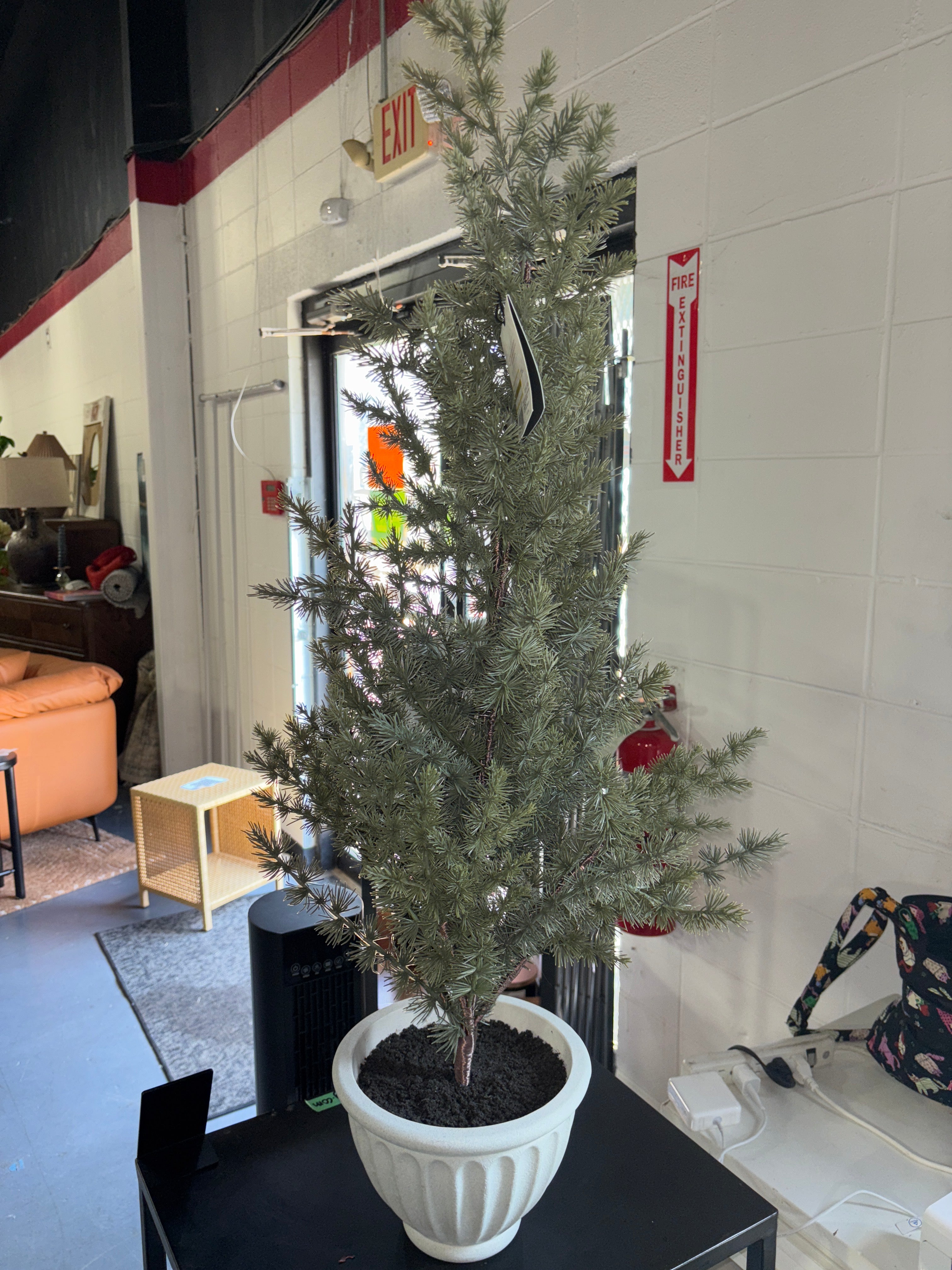 42" Faux Spruce Tree in Fluted Porch Pot SHOWROOM ITEM