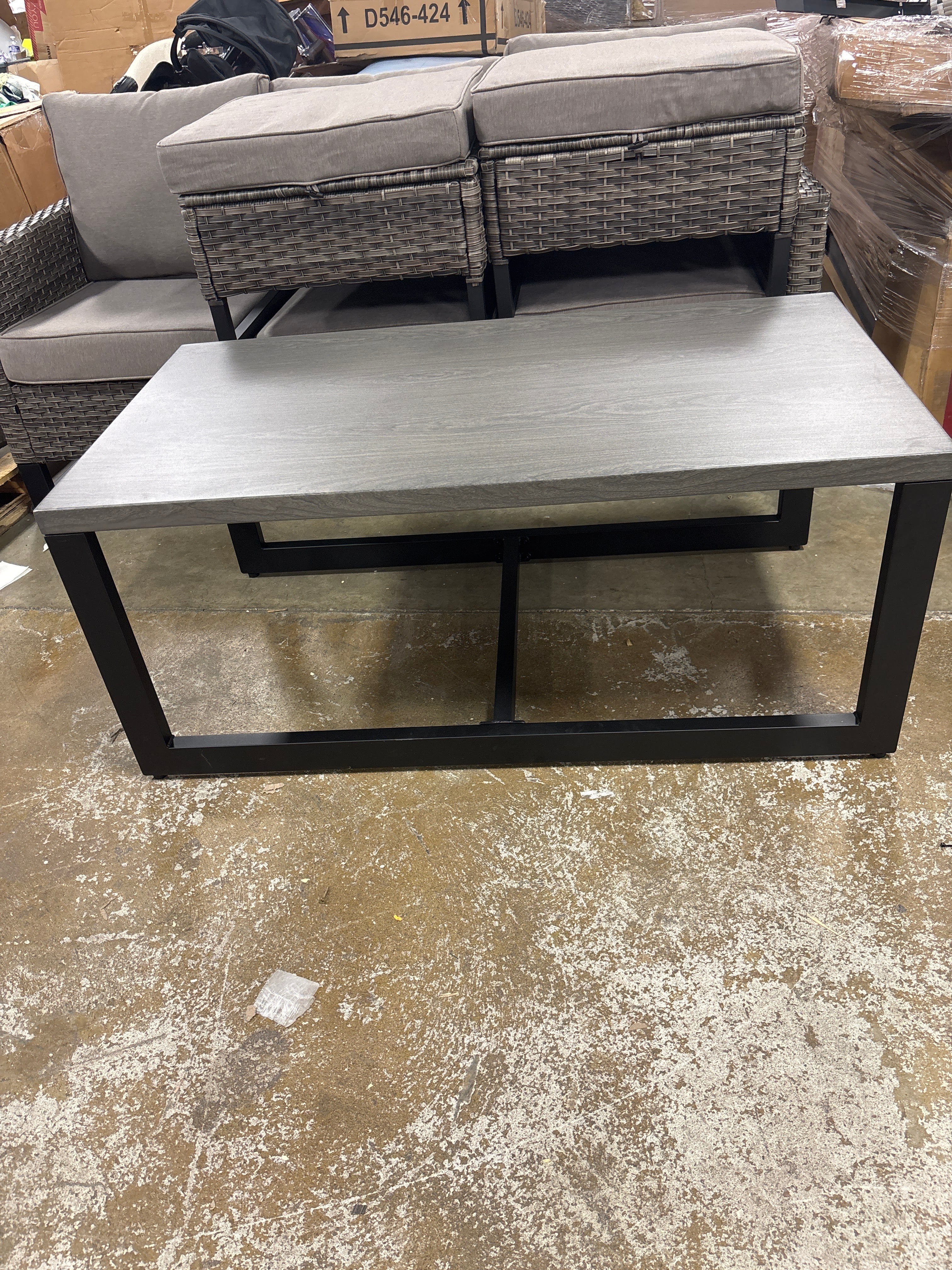 Naresa Rectangular Steel Outdoor Coffee Table - Gray SHOWROOM ITEM
