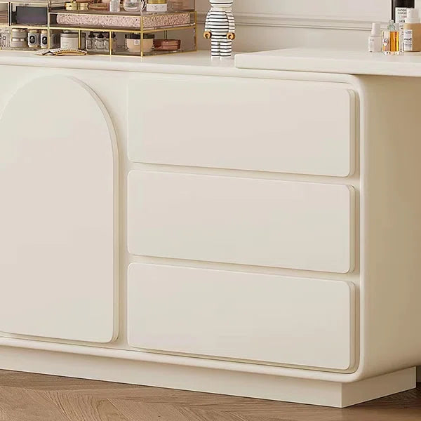 White Earna Modern L-Shaped Makeup Vanity, Bedroom Desk