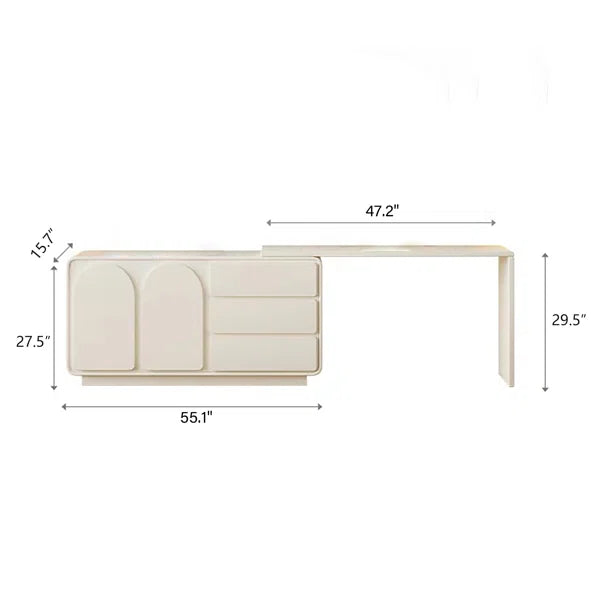 White Earna Modern L-Shaped Makeup Vanity, Bedroom Desk