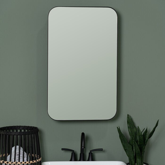 Black Eaton Framed Medicine Cabinet with Mirror and 3 Adjustable Shelves