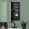 Black Eaton Framed Medicine Cabinet with Mirror and 3 Adjustable Shelves