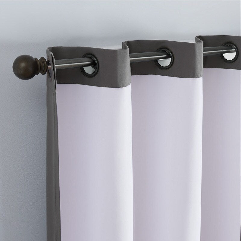 Microfiber Blackout Grommet Curtains, Solid Thermaback (2 panels) - Smoke