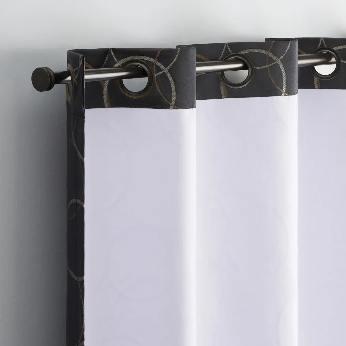 Meridian Geometric 100% Blackout Thermaback Grommet Window Curtain Panel