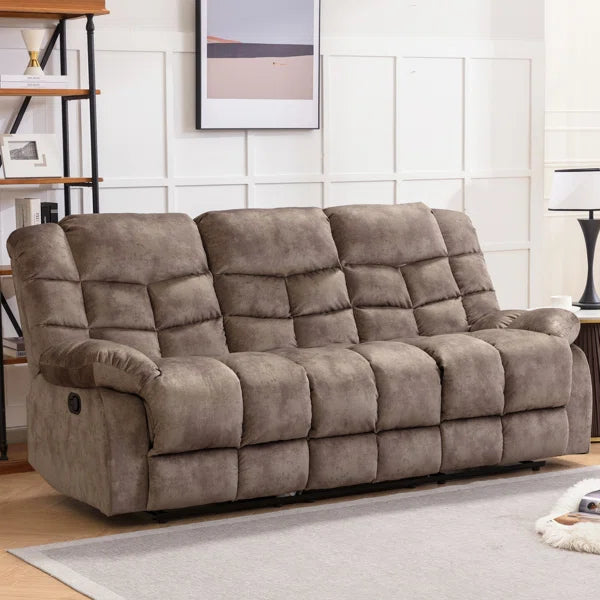 Wide Contemporary and Overstuffed Manual Reclining Sofa with Wide Backrest