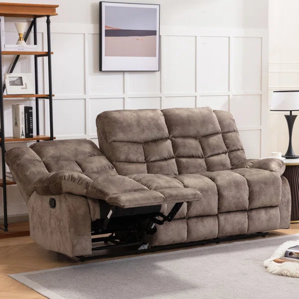 Wide Contemporary and Overstuffed Manual Reclining Sofa with Wide Backrest
