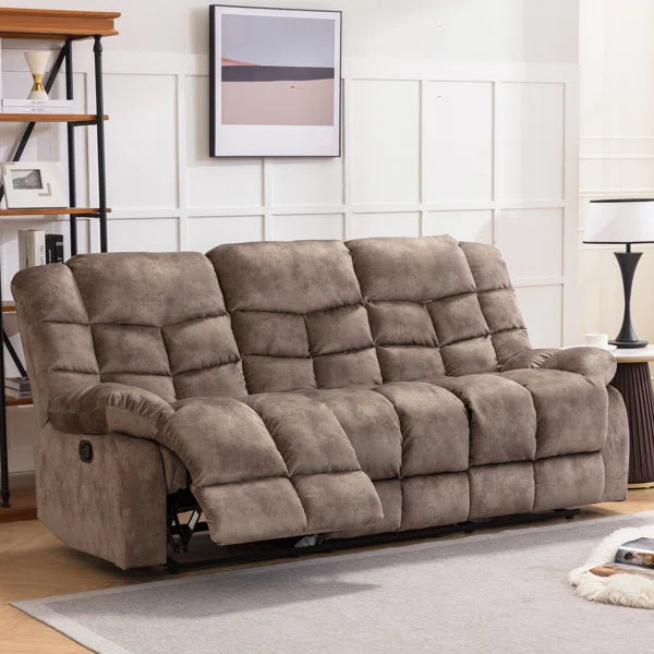 Wide Contemporary and Overstuffed Manual Reclining Sofa with Wide Backrest