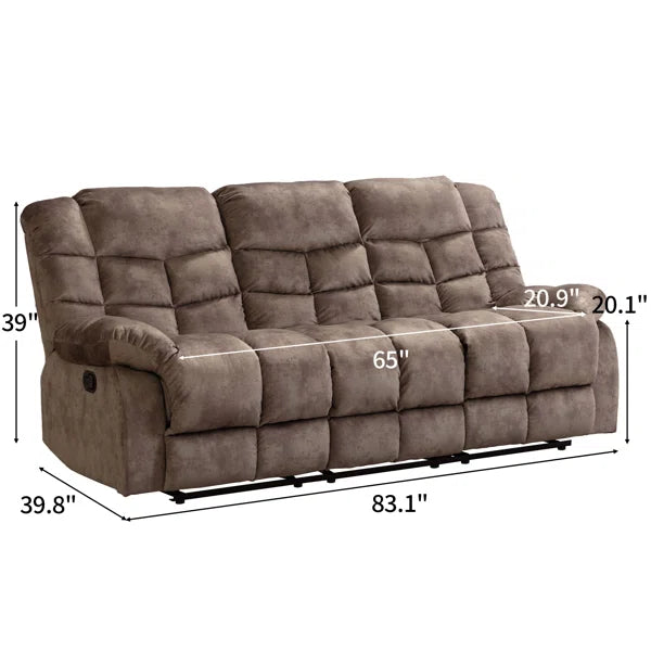 Wide Contemporary and Overstuffed Manual Reclining Sofa with Wide Backrest