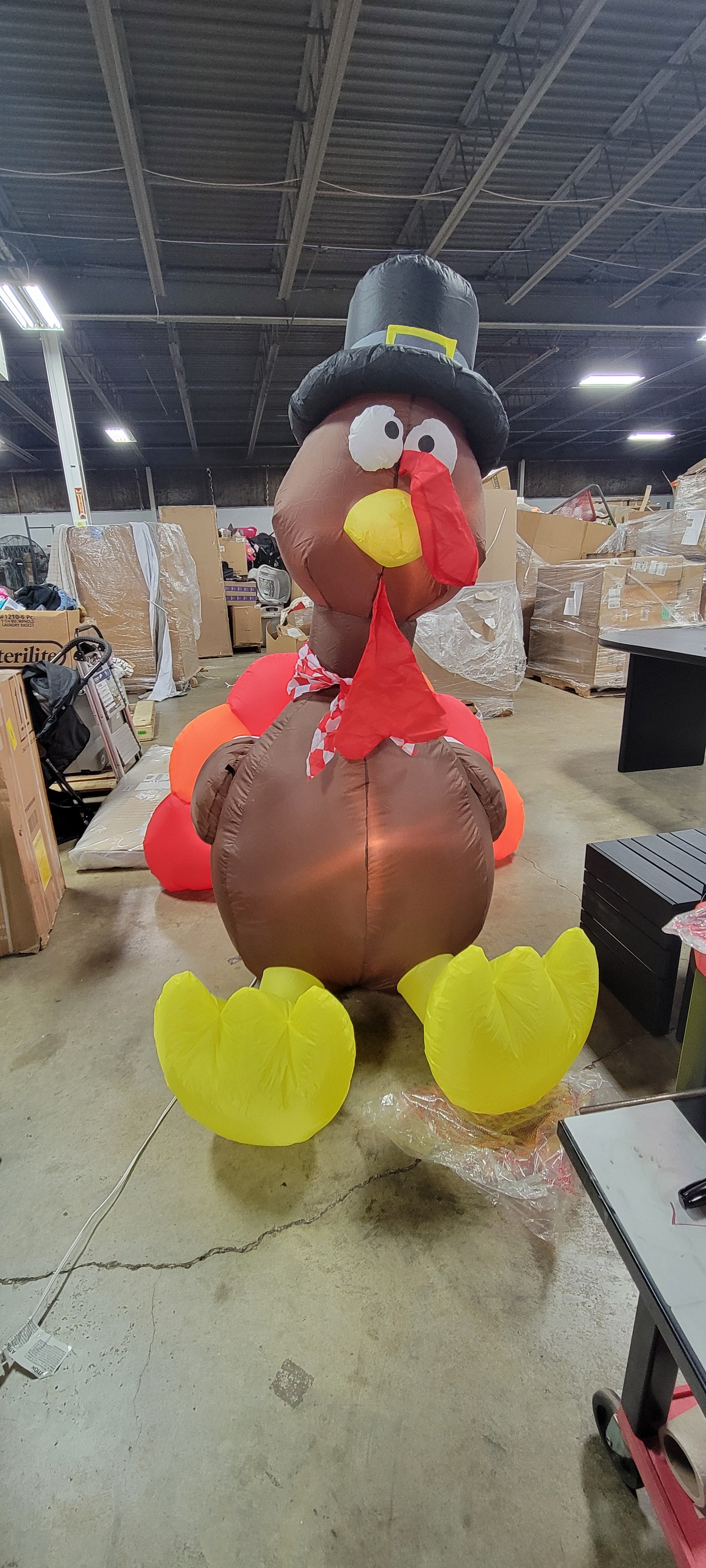 Thanksgiving Inflatable Turkey with Checkered Scarf Multi, final cut